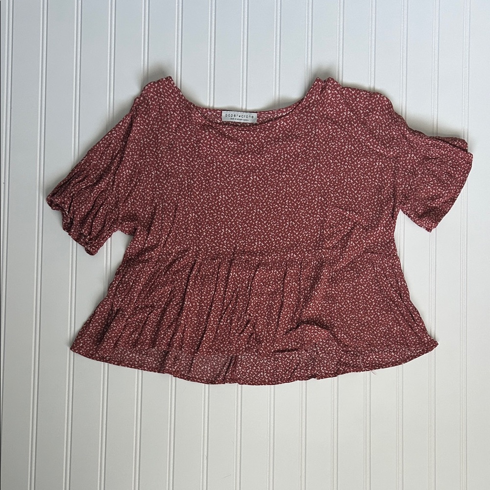 Paper Crane Rust Floral Peplum Crop Top